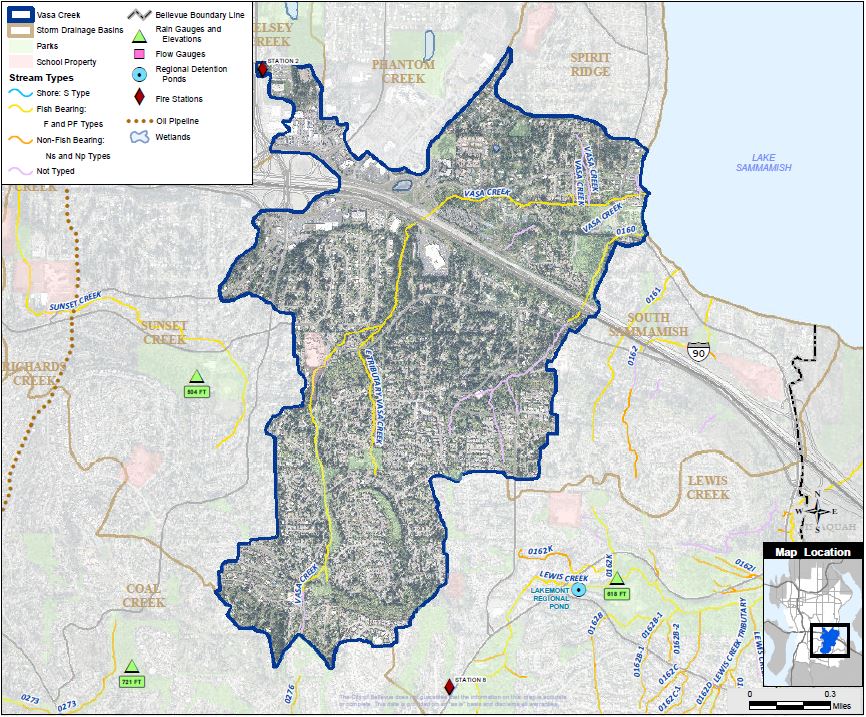 image of vasa creek basin map