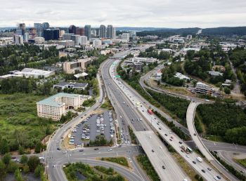 aerial image of wilburton-park-ride-downtown-skyline