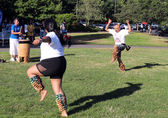 Dancers practice Danza Azteca at Crossroads Park.