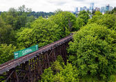 The Wilburton Trestle is being converted from a railroad bridge to one for the Eastrail multi-use trail. Photo courtesy of King County