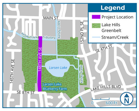 148th Avenue Southeast at Larsen Lake Flood Mitigation project area map