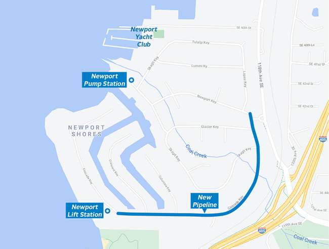 Map showing Newport Sewer Basin Capacity Improvements Project location