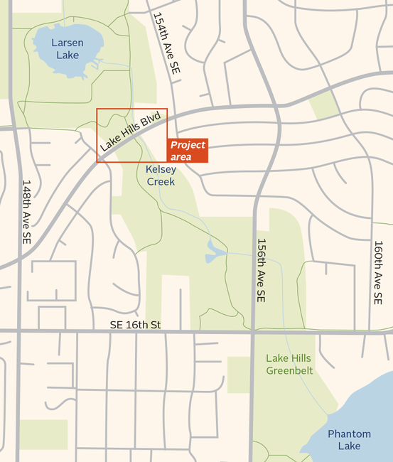 Map showing area of impact for Kelsey Creek Culvert at Lake Hills Project