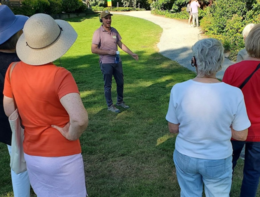 tour group using the interpretation headsets