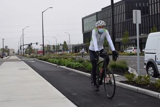 Cyclist on Spring Blvd. 